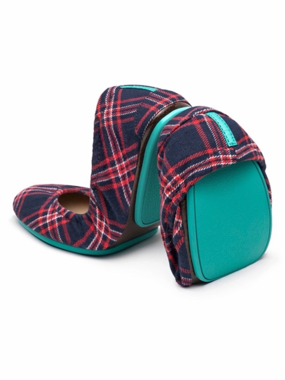 Tieks Plaid Ballet Flats - Navy & Teal